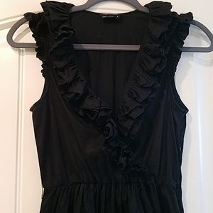 Ruffle Black Dress Short Sleeve Size 6